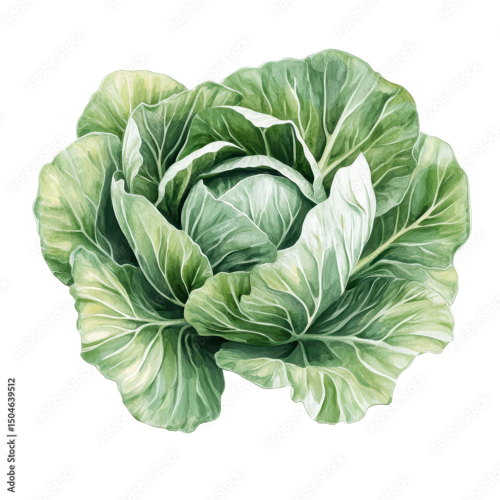 Obraz premium Fresh green cabbage, Hands holding fresh green cabbage surrounded by various leafy greens, isolated on transparent background