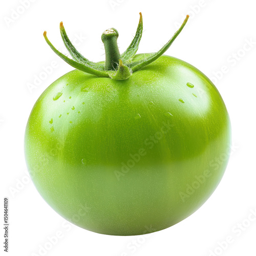 Fresh, green tomato, Fresh green tomato with vibrant presented, isolated on transparent background