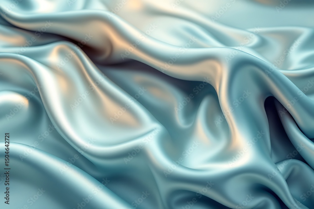 Fototapeta premium Elegant draped light blue silk fabric texture background
