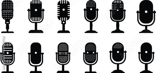 Microphone Icons set. variant microphone icon. Karaoke mic. Podcast microphone. web and mobile icons