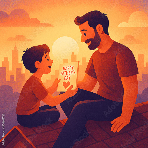 cartoon, family, love happy fathers day happy son happy father