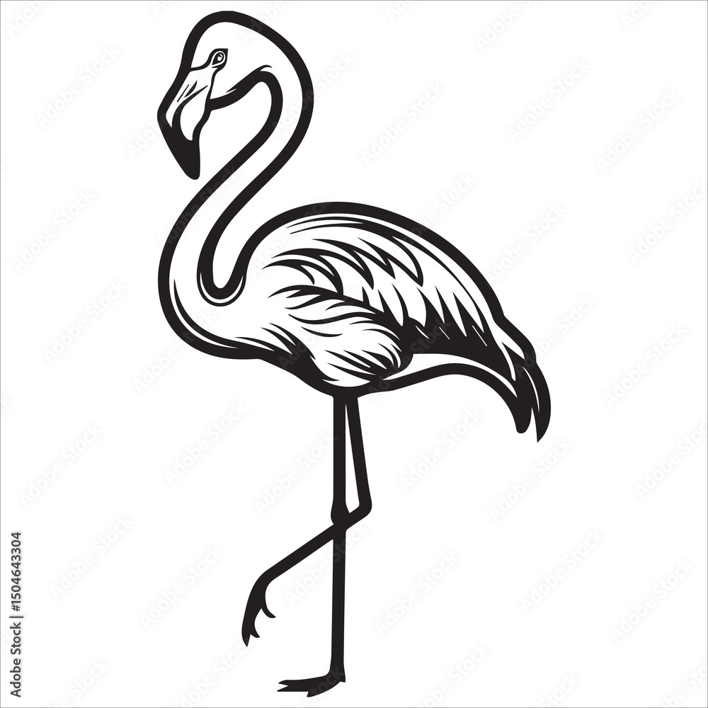 Obraz premium Elegant Black Flamingo Vector Art Design