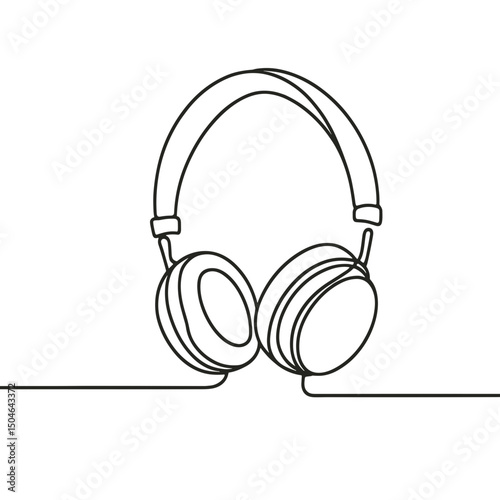 Minimalist line drawing of headphones on a white background  