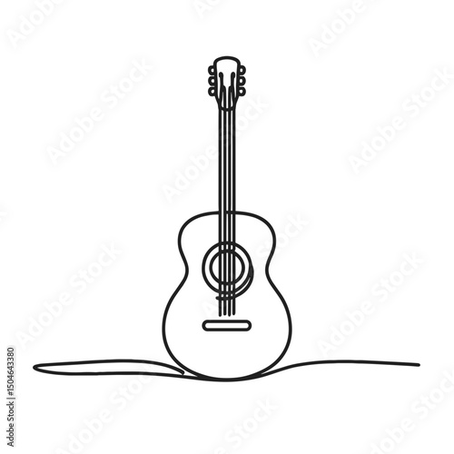 Minimalist line art of a guitar in abstract style