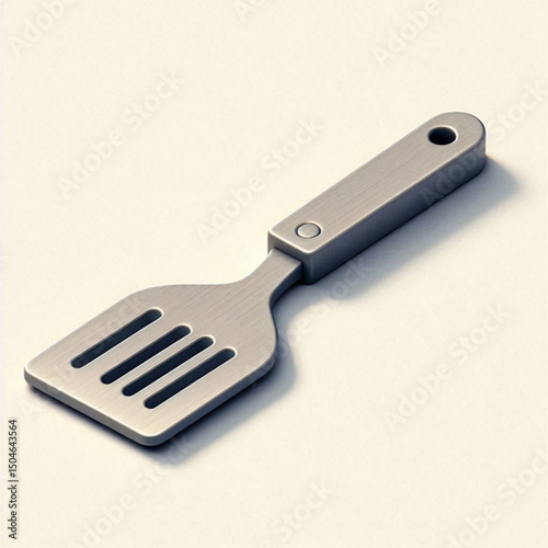 Sleek stainless steel spatula with ergonomic handle on light background