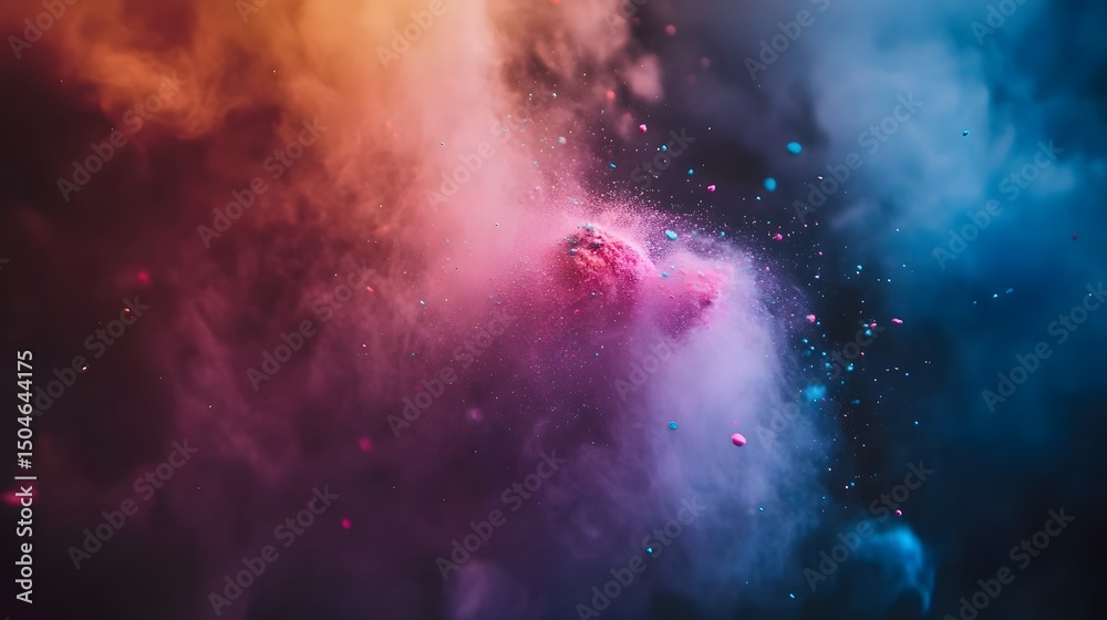 Fototapeta premium Vibrant Pink Blue Color Powder Explosion Abstract Background