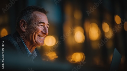 Wallpaper Mural Smiling older man enjoying warm ambiance in cozy interior setting Torontodigital.ca