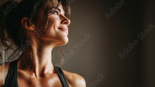 Wallpaper Mural Woman exercising with a confident expression in a dimly lit room during a workout session Torontodigital.ca