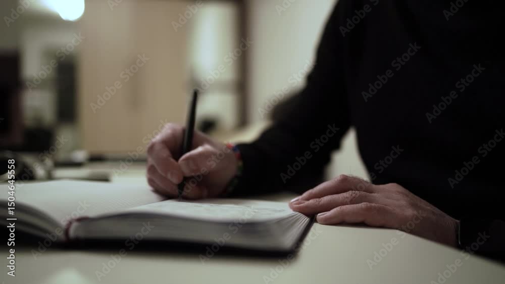 Writing in a Notebook with a Pen, Soft Focus Blurred Background Writing in a Notebook with a Pen, Soft Focus Blurred Background