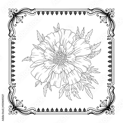 Vintage Floral Frame with Ornamental Design Elements