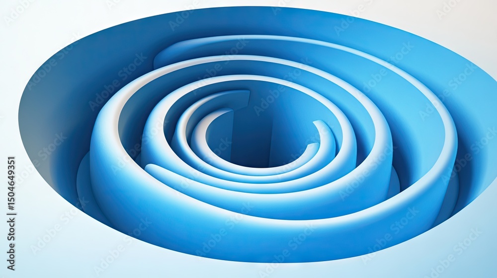 Obraz premium Intricate concentric blue shapes form a swirling pattern.