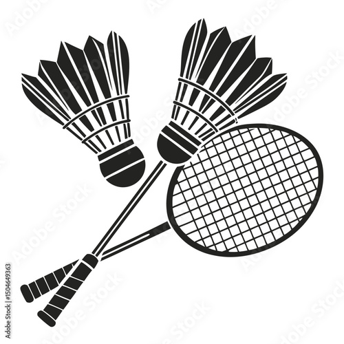 Badminton Icon on Black Button with White Rollover
