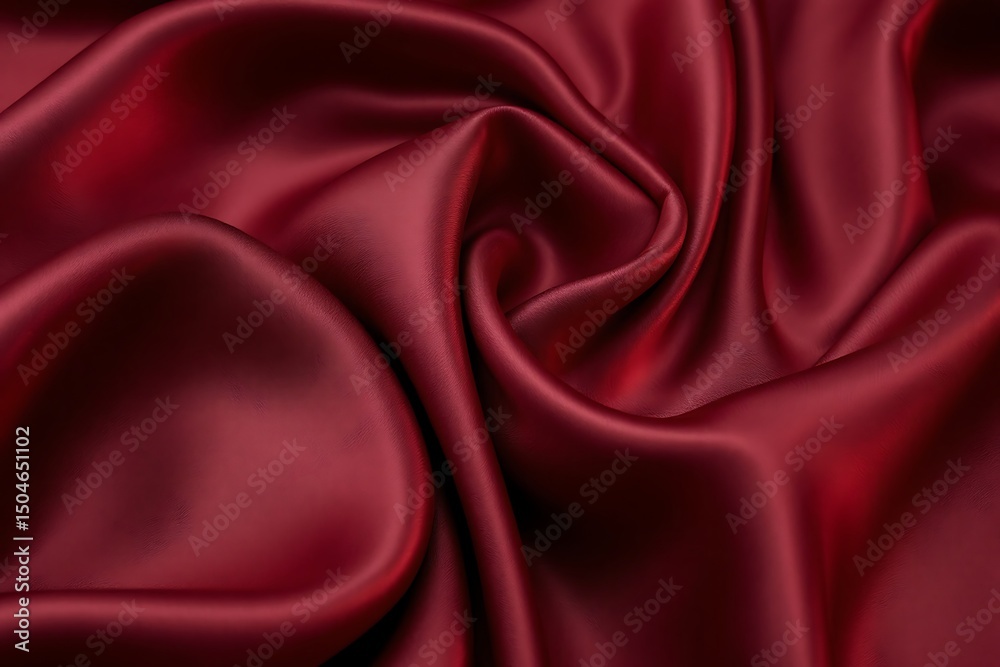 Fototapeta premium Luxurious deep red satin fabric draped texture