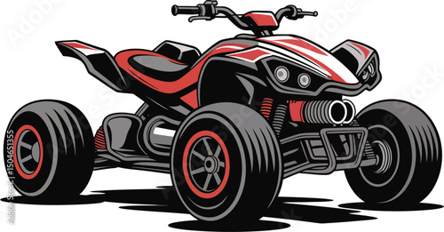Dynamic Red and Black ATV Illustration with Strong Lines and Bold Design Elements.
