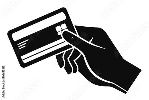 Hand holding credit card icon vector illustration finance payment concept