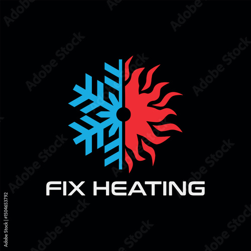 cooling and heating plumbing system logo design vector