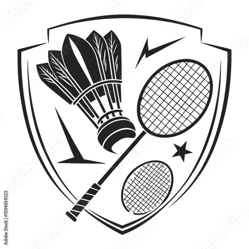 Badminton Icon on Black Button with White Rollover