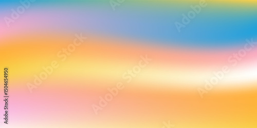 Abstract clear blue sky. Pastel rainbow. Light blue, pink and yellow color vector banner. Pastel gradient sky pattern. Blurred light fuzz colorful gradient background. Vector soft horizontal backdrop