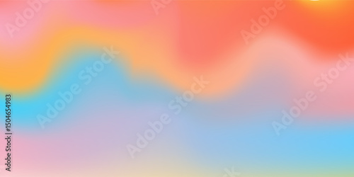 Abstract clear blue sky. Pastel rainbow. Light blue, pink and yellow color vector banner. Pastel gradient sky pattern. Blurred light fuzz colorful gradient background. Vector soft horizontal backdrop