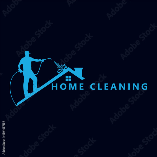 home roof cleaning logo design vector