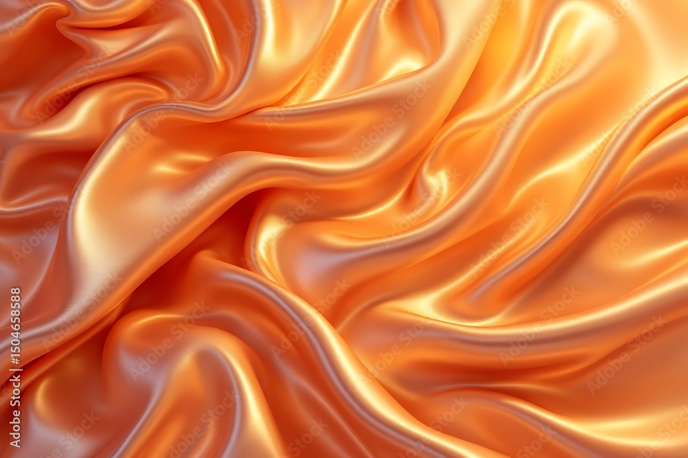 Fototapeta premium Luxurious peach satin fabric draped texture background