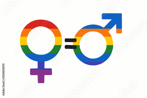 Vibrant Rainbow Gender Equality Symbol: Celebrating LGBTQ+ Pride and Promoting Equal Rights in a Colorful and Inclusive Design