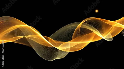 Golden Wave Luminous streams flow in elegant curves against a dark background, shining with a bright, mesmerizing energy
