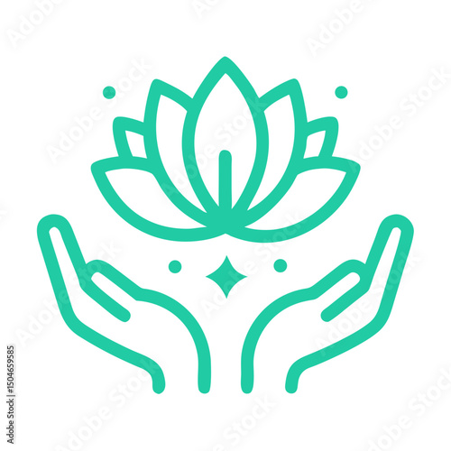 Lotus Flower Icon for Wellness Apps, Meditation Platforms, Yoga Websites, Spa Branding and Mindfulness Programs and Holistic Health Materials