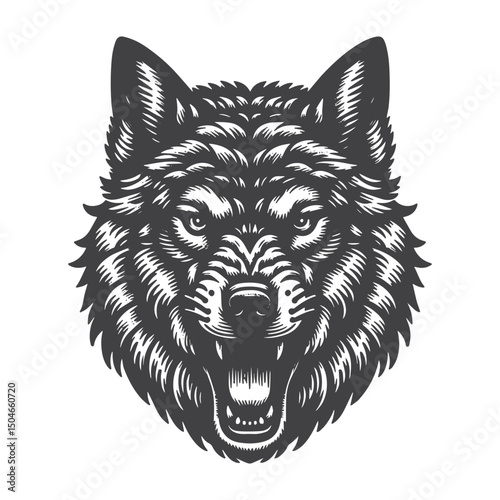 Rustic Italian Wolf Head Portrait Snarling – Wild Predator Vector Artwork for T-Shirts, Posters, Stickers, and Outdoor Apparel