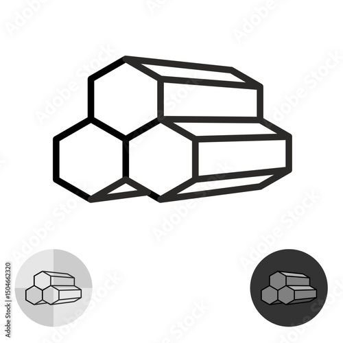Steel bars icon. Iron rods pile isometric symbol. Metallurgical industry construction elements sign. Raw metal illustration. Editable stroke.