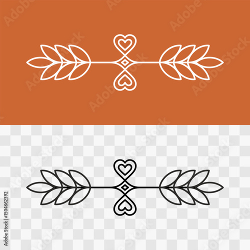 Wheat ears horizontal decoration line style illustration.