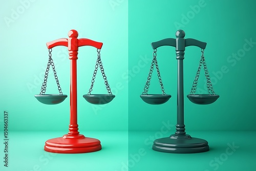 Balancing Act Red and Green Scales Symbolize Justice, Equality, and Fairness