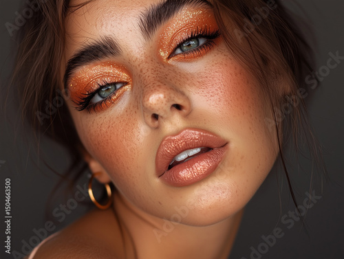 Close-up Portrait of Woman with Bright Makeup