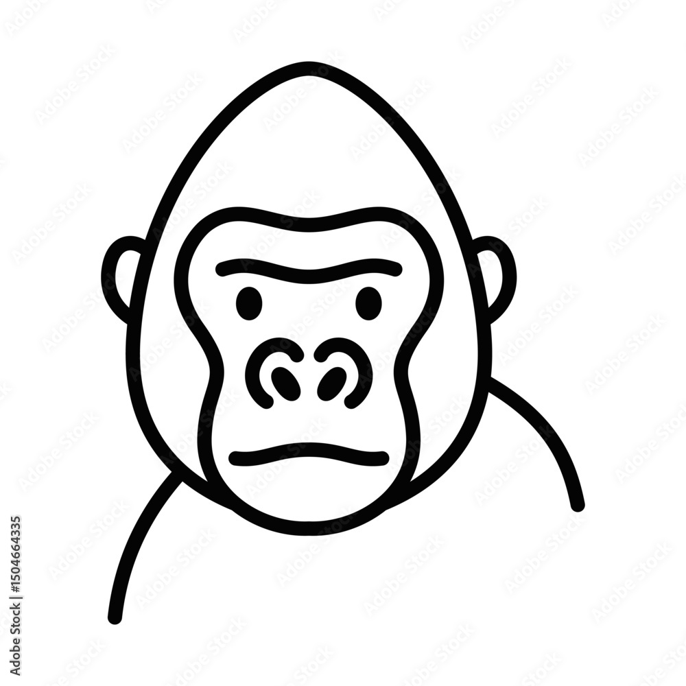 Obraz premium Strong gorilla face vector illustration. Editable stroke.