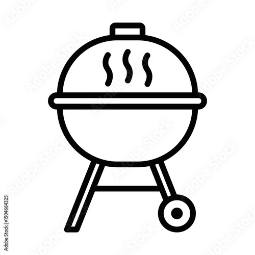Hot barbecue grill vector illustration. Editable stroke.