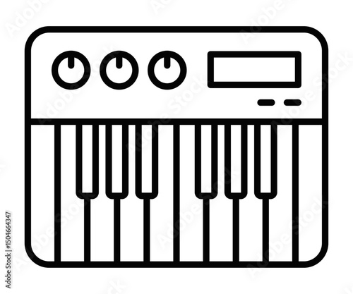 Electronic synthesizer keyboard vector illustration. Editable stroke.