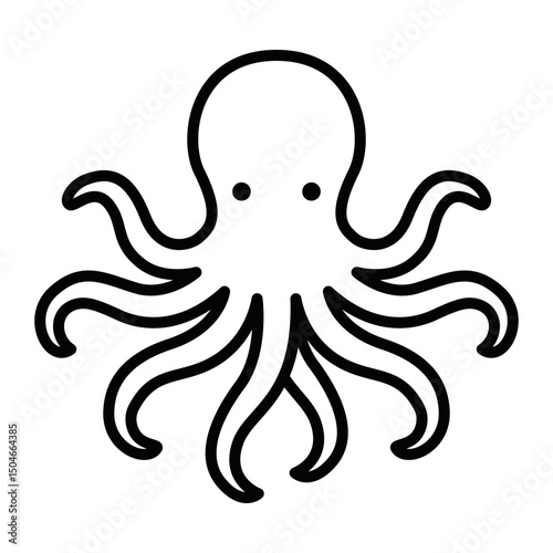 Playful octopus animal vector illustration. Editable stroke.