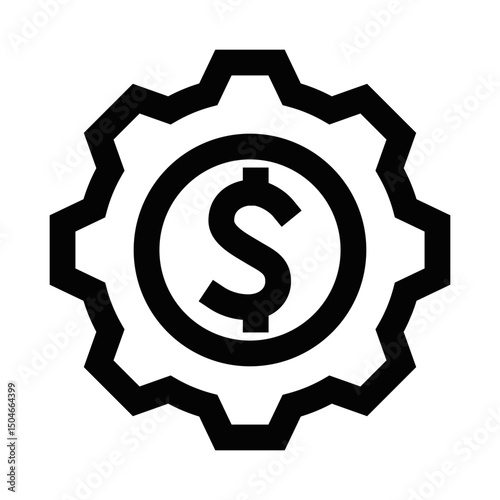 Dollar in gear money vector illustration. Editable stroke.