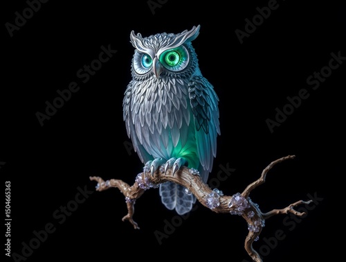 Glowing Great Horned Owl on Branch