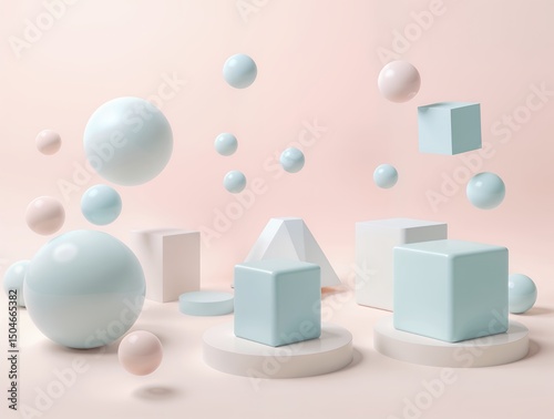Floating Pastel Geometric Shapes