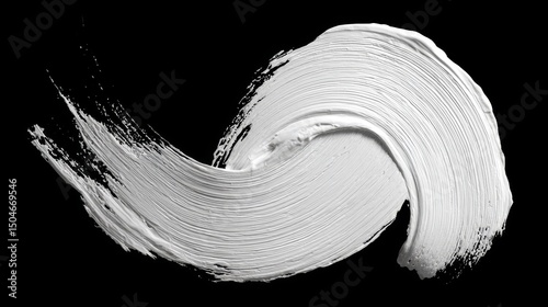 White paint brushstroke on black background