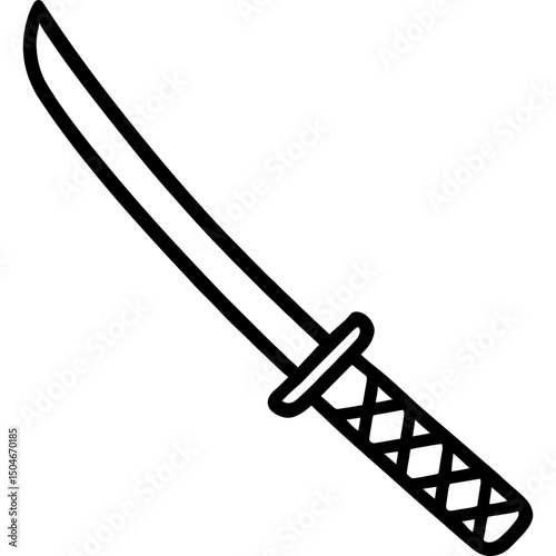 Minimalist katana outline icon design