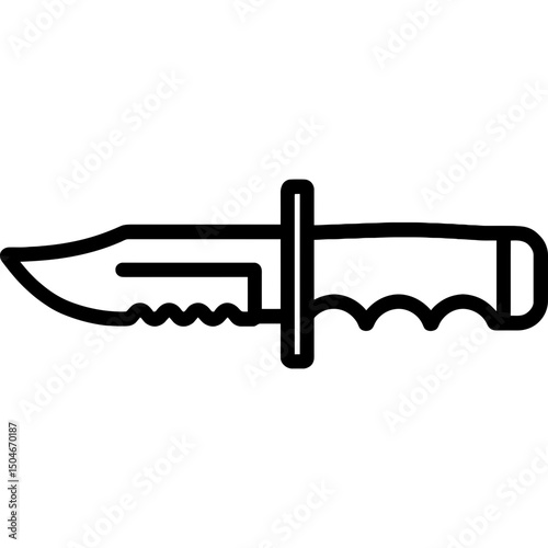 Tactical knife outline icon in vector style