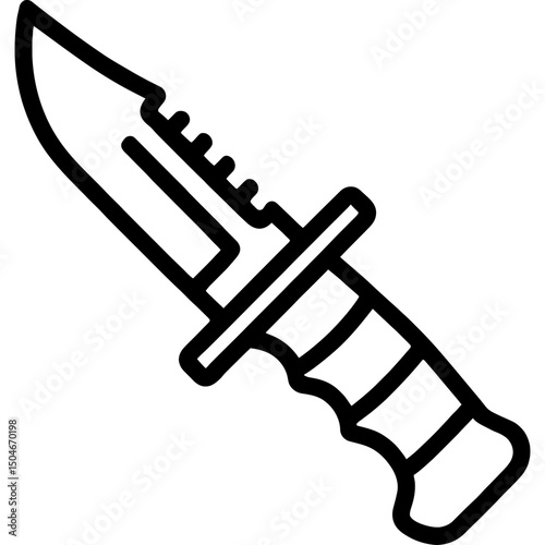 Minimalist outline of a tactical knife icon