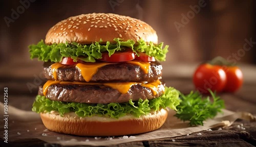 Double Cheeseburger with Fresh Vegetables
