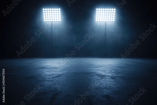 Empty space, illuminated by spotlights photo