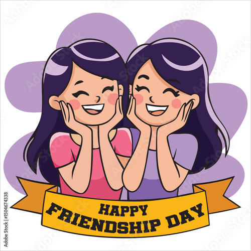 Two Kids Holding a Sign That Says happy friendship day