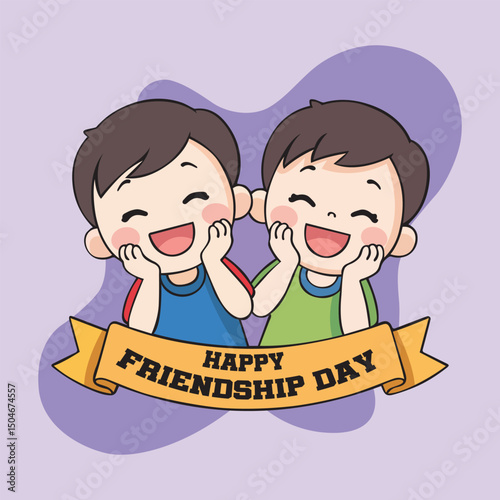 Two Kids Holding a Sign That Says happy friendship day