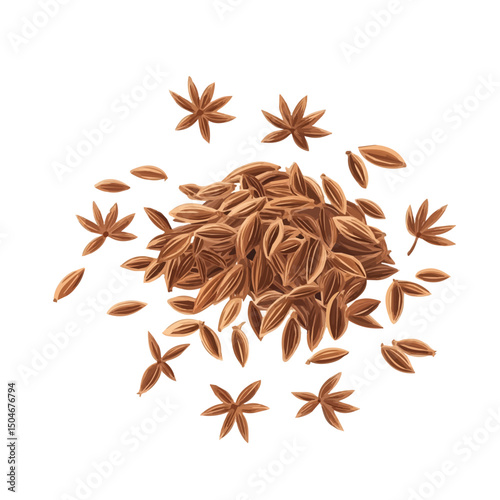 Caraway, cartoon vector illustration, flat 2D isometric style, white background.
