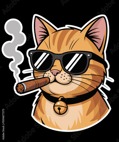 Funny Cat Cigar Smoking Humor Cool Animal Art
